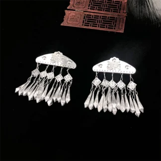 Pinza de pelo Retro de aleación de moda Vintage, tocado de aleación diario, accesorios para el cabello de Cosplay, Ropa Étnica china, Color plateado, 1 unidad
