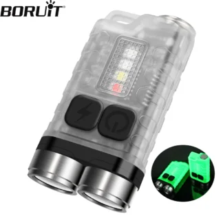BORUiT V3 llavero LED portátil 900LM EDC linterna UV luz de trabajo tipo C Mini antorcha recargable con imán linterna de bolsillo UV