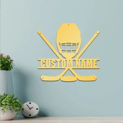 1 unidad de carteles de pared de Metal con nombre personalizado de hockey sobre hielo, carteles de pared de hierro, placa de pared de hierro, letreros de placa de estaño para gimnasio o salón deportivo