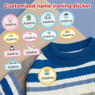 Etiquetas de ropa impermeables personalizadas para niños, etiquetas de nombres personalizadas con plancha/cosida para uniformes escolares, pegatinas de identificación de mochila duraderas