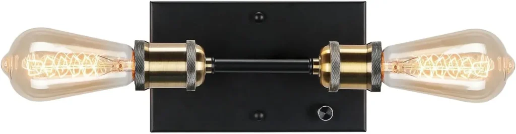 Lightess-luz de baño de granja, accesorios de iluminación de baño de cobre de 2 luces sobre Espejo, candelabro de pared Industrial regulable para interiores