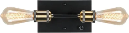 Lightess-luz de baño de granja, accesorios de iluminación de baño de cobre de 2 luces sobre Espejo, candelabro de pared Industrial regulable para interiores