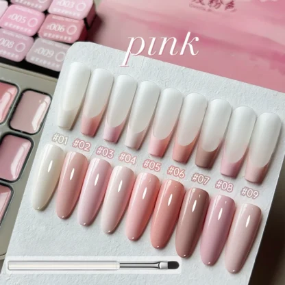 Paleta de Gel de uñas sólido rosa, 9 colores, crema japonesa, pintura de barro, diseño de uñas en Gel, barniz semipermanente de larga duración