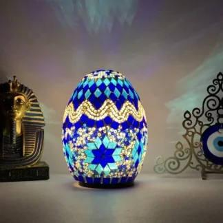 Lámpara de mesa de huevo de mosaico turco DIY, luces nocturnas con batería recargable hecha a mano mediterránea, decoración para sala de estar, lámparas de escritorio para dormitorio