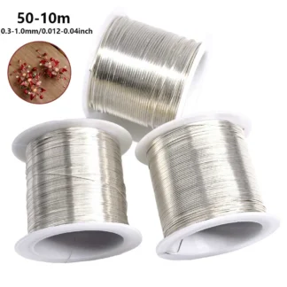 Alambre para manualidades de joyería de 50-10m, 0,3-1,0mm, alambre de cobre resistente al deslustre para fabricación de joyas, adecuado para proyectos de bricolaje