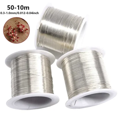 Alambre para manualidades de joyería de 50-10m, 0,3-1,0mm, alambre de cobre resistente al deslustre para fabricación de joyas, adecuado para proyectos de bricolaje