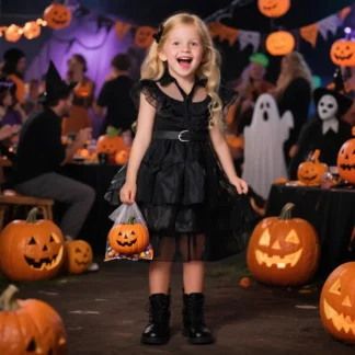 Disfraces de Carnaval de Halloween para niñas, vestido de fiesta de baile para niños, ropa de estilo fresco oscuro y dulce, vestidos de Cosplay para niños 2025