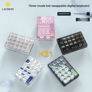 Teclado numérico personalizado para videojuegos, teclado mecánico LEOBOG K21, 21 teclas, modo Tri, transparente, Rgb, teclado de contabilidad intercambiable en caliente
