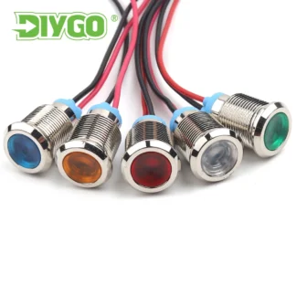 1 Uds. Luz indicadora de Metal impermeable de 16mm lámpara LED de señal de Metal con cable 3V 6V 12V 24V 110V 220V rojo/amarillo/azul/verde/blanco