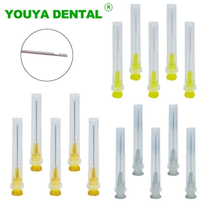 100 unids/bolsa punta de aguja de irrigación Endo Dental conducto radicular aguja de irrigación Lateral puntas de jeringa materiales de laboratorio de odontología