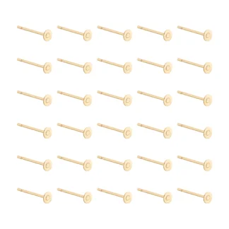 100 Uds. Pendientes de acero inoxidable, pasadores de Base de poste en blanco, pendientes de poste en blanco chapados en oro de 24k, pasador de Base para fabricación de joyas