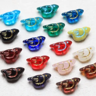 6 uds. De cuentas tridimensionales esmaltadas con forma de pájaro para hacer joyas, pulseras, collares, suministros, accesorios de vidrio DIY de 22x11mm