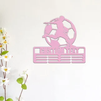 1 unidad de bonito jugador de fútbol, letreros de pared de Metal con nombre personalizado, placa de pared de Metal para habitación de niños, sala de estar, decoración del hogar