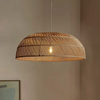 Lámpara colgante de ratán semicircular del sudeste asiático, candelabro tejido hecho a mano para dormitorio, sala de estar, luces colgantes Vintage