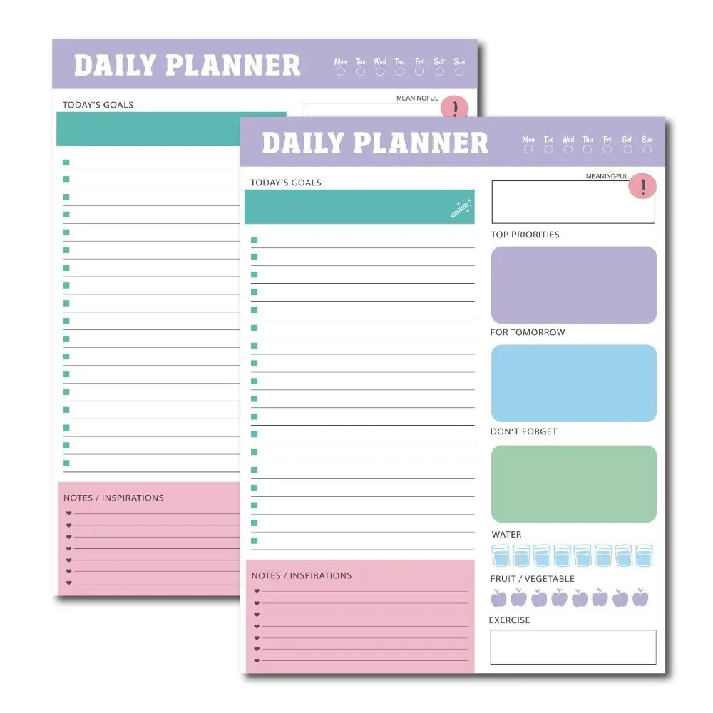 Cuaderno de 60 hojas para hacer lista, Bloc de notas portátil, fácil de rasgar, horarios, diario, notas postales, horario, cuadernos de escritura, Agenda