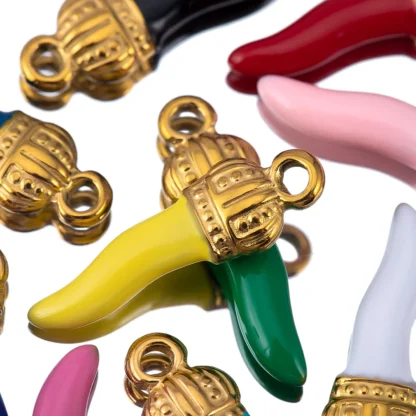 2 uds 6 uds sombrero esmaltado de acero inoxidable Chili Charm colgante de pimienta Base para hacer bricolaje collar pulsera pendiente componente de joyería