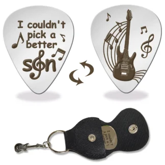 Púas de guitarra de acero inoxidable 201 con láser de doble cara con soporte de púas de guitarra de cuero PU negro accesorios de guitarra de púa