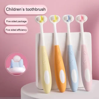 Cepillo de dientes de limpieza de tres caras para niños, diseño de Pata de Gato bonito, cepillo suave, embalaje Individual, niños de 3 a 12 años, nuevo