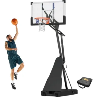 Aro de baloncesto portátil con tablero inastillable de 44 pulgadas, aro de baloncesto de 10 pies de altura para exteriores con bolsa de arena adicional
