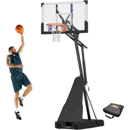 Aro de baloncesto portátil con tablero inastillable de 44 pulgadas, aro de baloncesto de 10 pies de altura para exteriores con bolsa de arena adicional