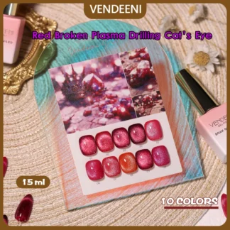 Vendeeni, 10 colores, diamantes rojos reflectantes, esmalte de uñas de Gel de ojo de gato, esmalte de uñas en Gel UV Led con purpurina, laca de Gel para decoración de uñas