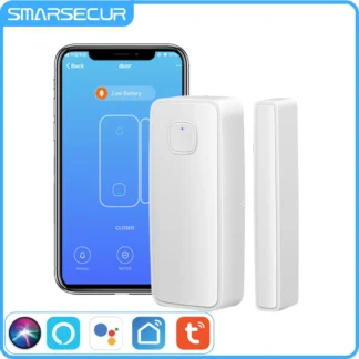 Sensor de ventana de puerta WiFi inteligente inalámbrico, Detector magnético, Control por aplicación, funciona con Alexa