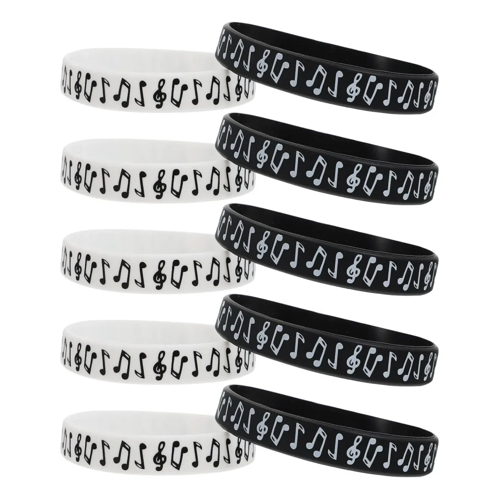 10 Uds. Pulsera para Festival de Música, pulseras decorativas, cómoda pulsera de silicona con notas, diseño clásico de sílabas, regalos