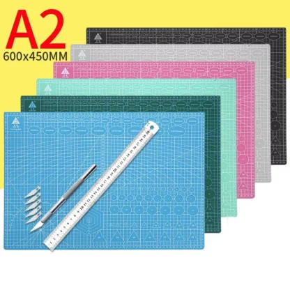 Tabla de cortar A2 de 60x45cm, línea de rejilla, tabla de cortar autocurativa, tarjeta artesanal, almohadilla de corte Manual de escritorio de doble cara Multicolor