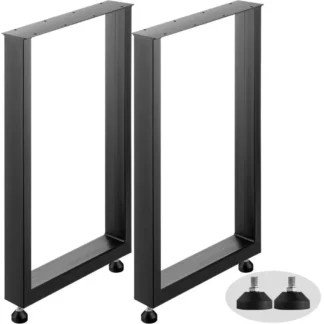 Juego de 2 patas de mesa de comedor cuadradas de acero resistentes, 28 pulgadas de altura, 24 pulgadas de ancho, patas de soporte de metal industrial negras