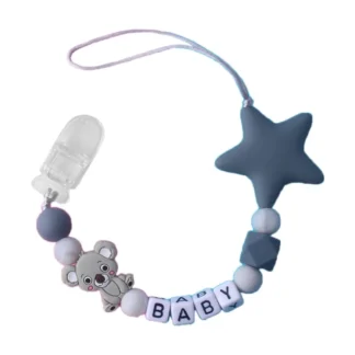 Clips para chupete de bebé con nombre personalizado, cadena de chupete de silicona Koala, soporte para chupete, accesorios para bebés, regalo de ducha