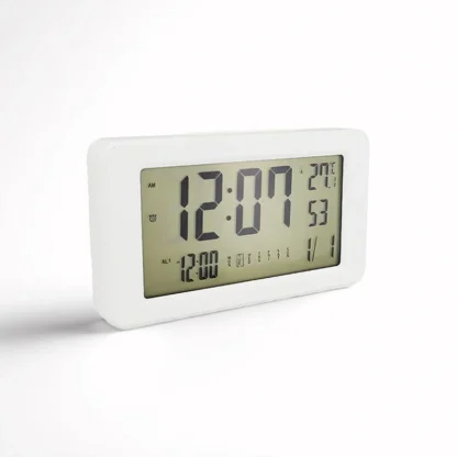 Reloj despertador digital con calendario de temperatura, pantalla semanal, reloj de pared de escritorio para dormitorio, hogar, oficina, baño, funciona con pilas