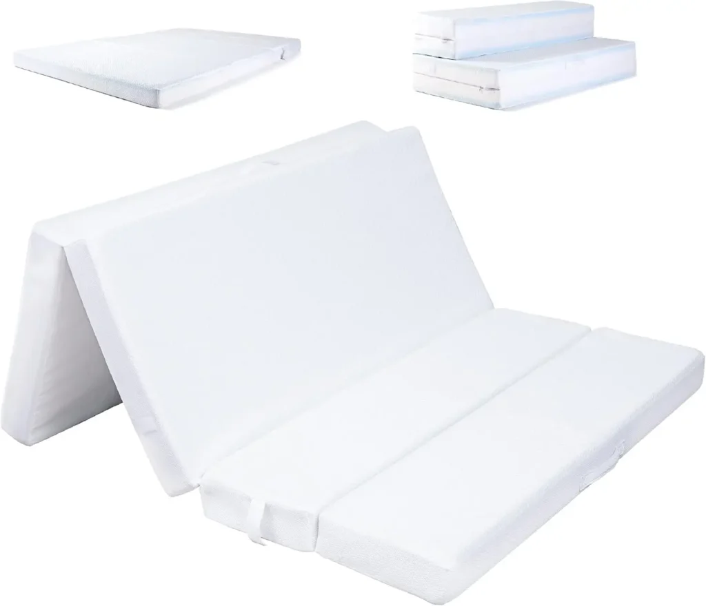 Colchón plegable de espuma viscoelástica, sofá cama convertible de cuatro pliegues, sofá cama plegable de espuma infundida de gel Thi de 4 pulgadas para invitados, pequeño