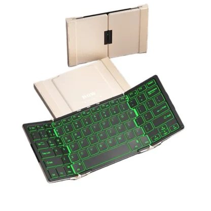 * El teléfono móvil con teclado bluetooth retro plegable con retroiluminación con cable es adecuado para tableta inalámbrica de modo dual