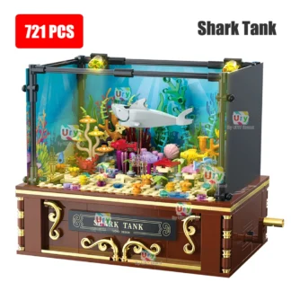 Pecera creativa LED pez payaso tiburón tanque mundo submarino acuario animales marinos juguetes de bloques de construcción para decoración de regalo para niños