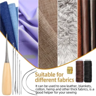 MCGS-22 Uds Kit de herramientas de costura de cuero, Kit de costura de costura artesanal de cuero para manualidades DIY, reparación de cuero de lona