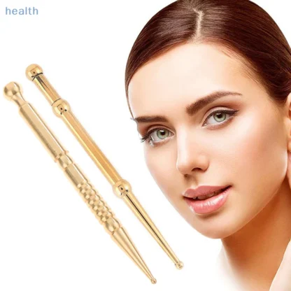 Pluma de masaje Facial de latón puro, pluma de masaje de punto de disparo ocular, estimulador de terapia de reflejos, herramienta masajeadora de acupuntura, 1 ud.