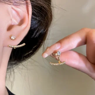 PENDIENTES DE CIRCONIA clásica para mujer, aretes de dos vías, Color plateado, para boda, fiesta, discoteca, joyería
