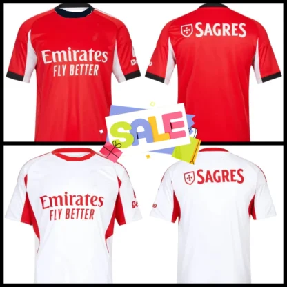 25_26 Portugal Football Benfica Home Jersey Camiseta transpirable de secado rápido para hombres y mujeres Camiseta de entrenamiento de partido de fútbol