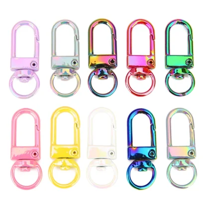 10 Uds. Llaveros coloridos de aleación de Metal hebilla giratoria 3,4 cm cierres de langosta ganchos llavero accesorios para fabricación de joyas