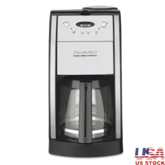 Cafetera automática con molinillo, 12 tazas, pausa de preparación programable, máquina de café por goteo de acero inoxidable, molinillo integrado de agua