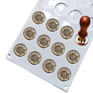 Sello de cera, molde de 3cm, alfombrilla de silicona, 24 poros, estera de sellado de cera artesanal DIY, herramienta auxiliar con cinta de doble cara de 25 rejillas