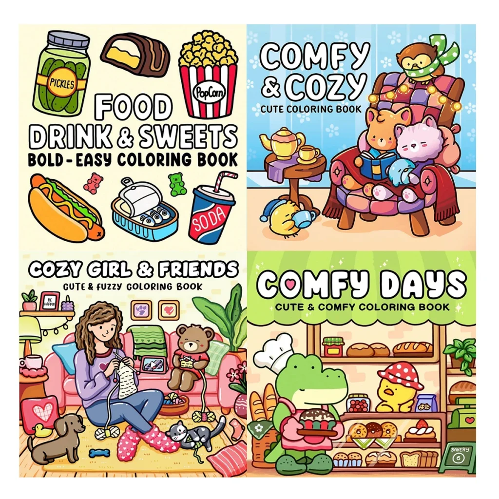 Cómodos días para colorear, escenas vibrantes, fácil colorear, para padres en casa: bricolaje infantil, relajarse, desenwind, aumentar la creatividad