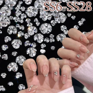 10 Uds. De pila de uñas K9 súper brillante de 2,5-8,5mm, bola de diamantes, Mini pila transparente, diamantes de imitación para uñas, gema de manicura de vidrio apilado 3D