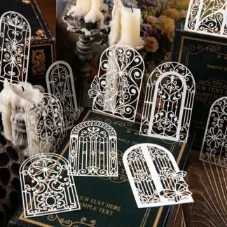 1 pegatina decorativa de plástico autoadhesiva de forma irregular de estilo retro para puertas y ventanas, adecuada para álbumes de recortes y manualidades