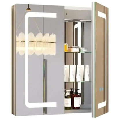 Botiquín iluminado con espejo 24x28 gabinetes con espejo de aluminio baño empotrado o montaje en pared interior automático
