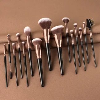 15 Uds. Brochas de maquillaje profesionales, base en polvo suelto, colorete, brocha para contorno de cara, herramientas de maquillaje color champán dorado, 1 Juego