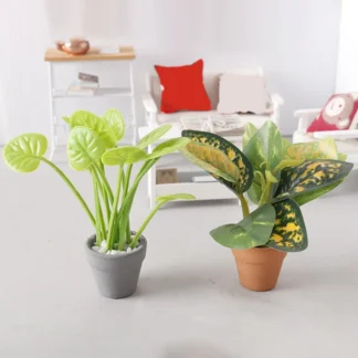 Planta en miniatura para casa de muñecas, modelo en maceta, planta de simulación para el hogar, juguete de decoración, adornos de plantas verdes de jardín en miniatura, 1/12