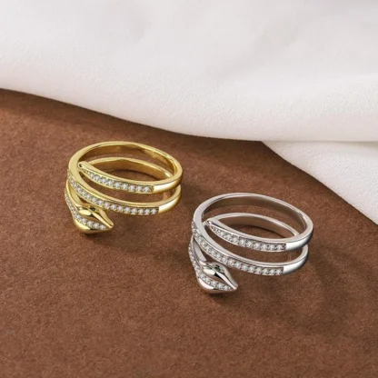 Anillo de serpiente envuelto a la moda, conjunto minimalista de multitud de Hip Hop con diamantes, apertura Neutral, regalo de joyería creativa ajustable