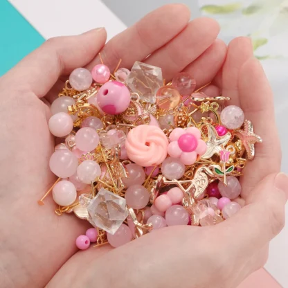 Cuentas sueltas acrílicas de colores mezclados, 50g, mezcla aleatoria de cuentas para pulsera, collar, suministros de joyería, accesorios hechos a mano DIY