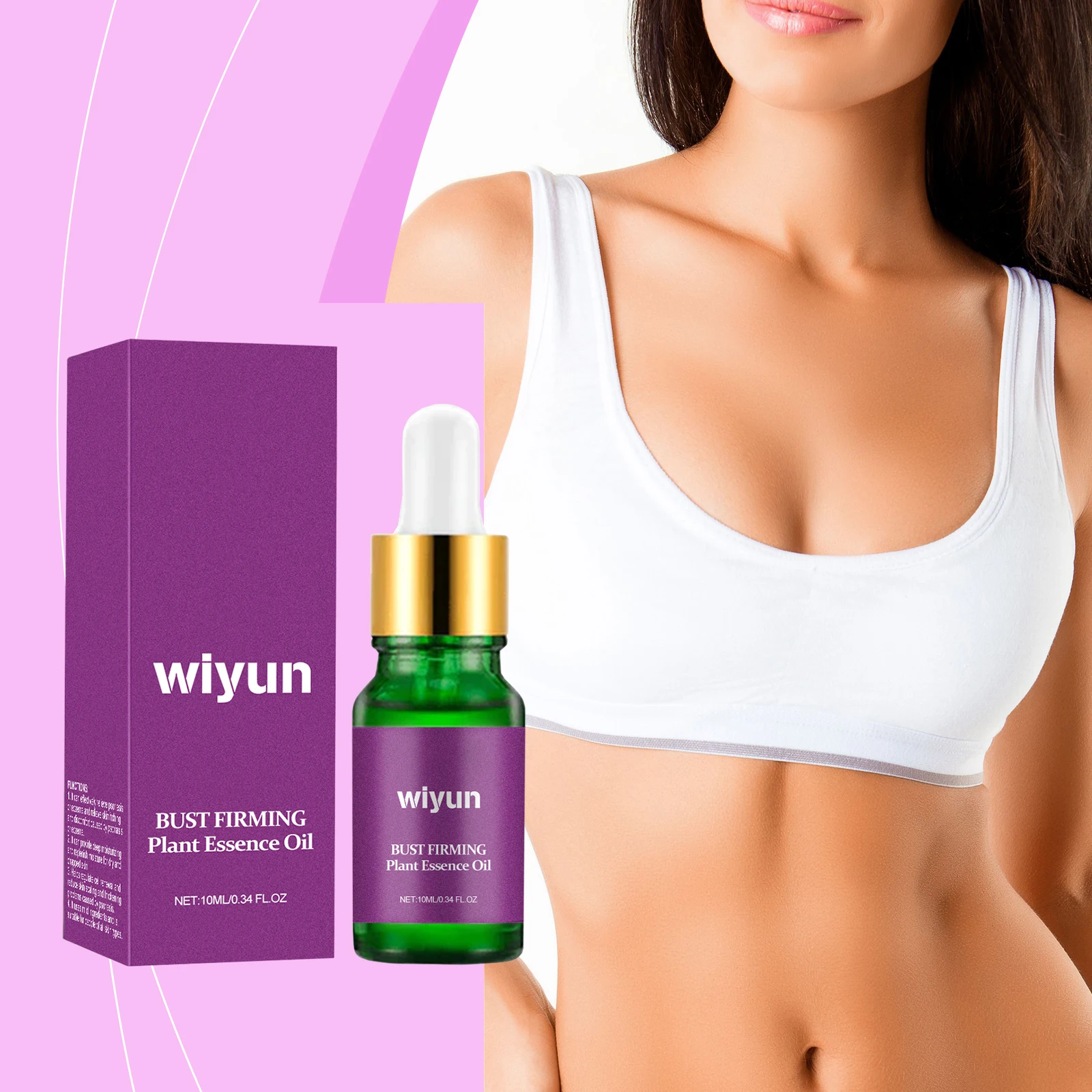 Aceite de esencia vegetal reafirmante para el busto, aceite de masaje para el cuidado del pecho, belleza hidratante que mejora la elasticidad de la piel